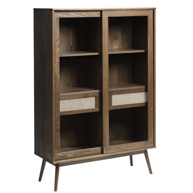 Витрина Ubarali, темно-тонированная дуба/MDF/стекло, H160x110x40см