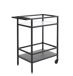 Serving trolley Unbronk, black, metal/tempered glass, H85x70x42cm