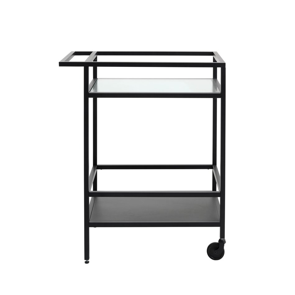 Serving trolley Unbronk, black, metal/tempered glass, H85x70x42cm