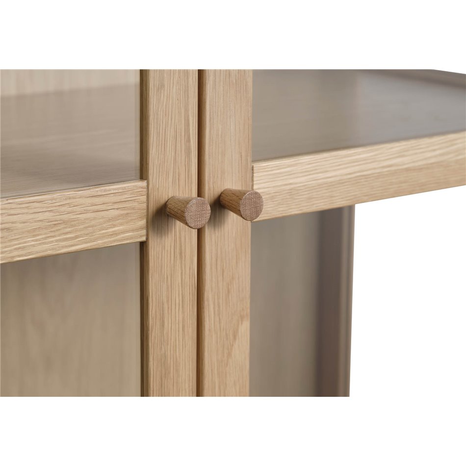 Шкаф Unelba, натурального цвета, закаленное стекло/MDF/дубовый шпон, H190х90х40см