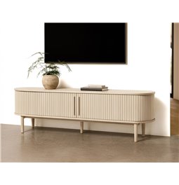 TV table Umeta, white pigmented oak color, MDF/oak veneer, H55.5x180x40cm