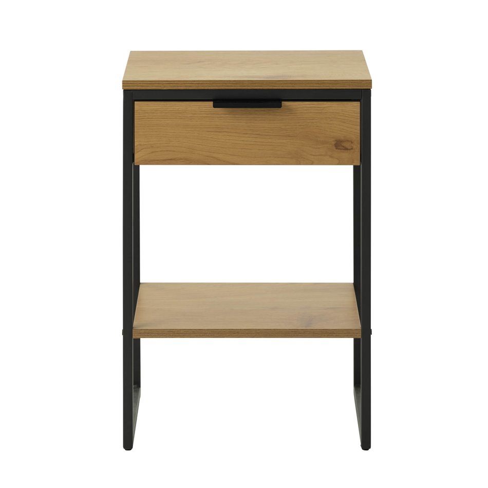 Külglaud Uncesura, naturaalne värv/must, MDF/metall, H60x40x30cm