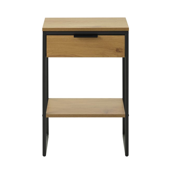 Külglaud Uncesura, naturaalne värv/must, MDF/metall, H60x40x30cm