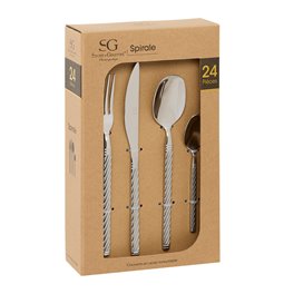 Cutlery set for 6 person Spiral, 24 pcs., silver color, H27.5x16.5x6.5cm
