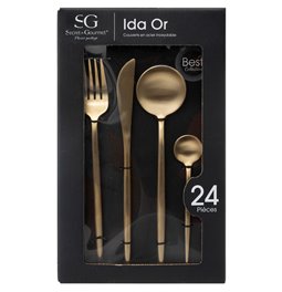 Cutlery set for 6 person Ida Gold, 24 pcs., H27.5x16.9x6.5cm