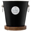 Champagne cooling bucket 4.2L, with mango wood pad, H22x21x21cm