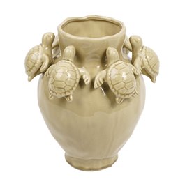 Decorative vase Turtles, beige, H28.5x24.5x22cm