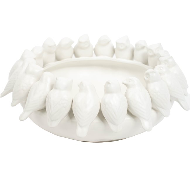 Decorative tray White Birds, H15cm, D37.5cm