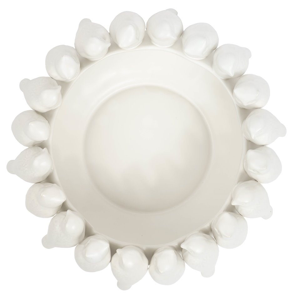 Decorative tray White Birds, H15cm, D37.5cm