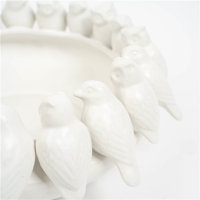 Decorative tray White Birds, H15cm, D37.5cm