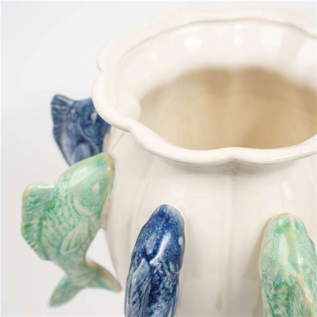 Vase Blue fish, H31.5cm, D22.5cm