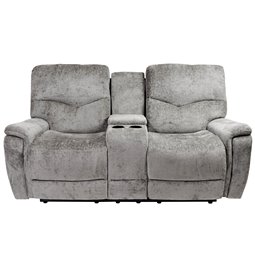 Doubble recliner Obernburg, grey, electrically adjustable, H105x189x105-165cm, seat height 51cm