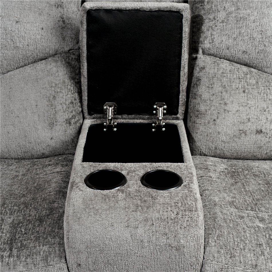 Kahekordne reguleeritav tugitool Obernburg, hall, elektriliselt reguleeritav, H105x189x105-165cm, istumisosa kõrgus 51cm