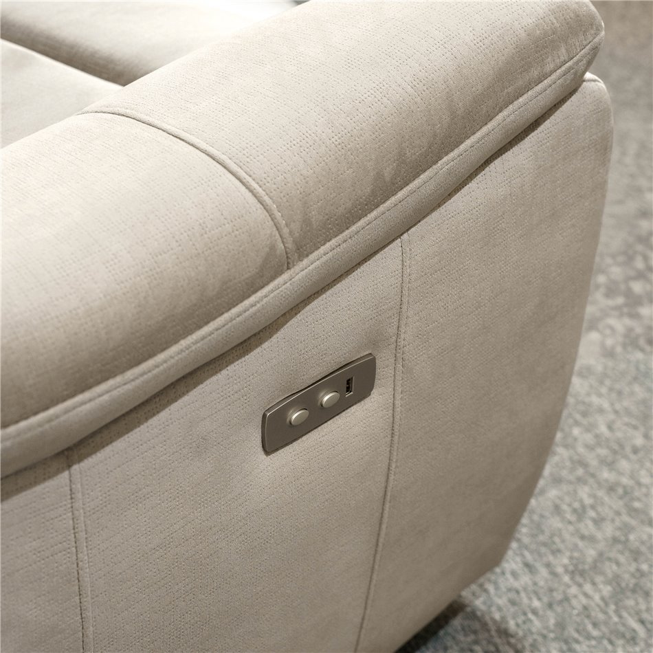 Doubble recliner Obernburg 8, grey, electrically adjustable, H103x189x103-164cm, seat height 57cm