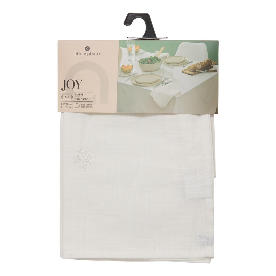 Tablecloth JOY SLUB, white, cotton, 150x250cm