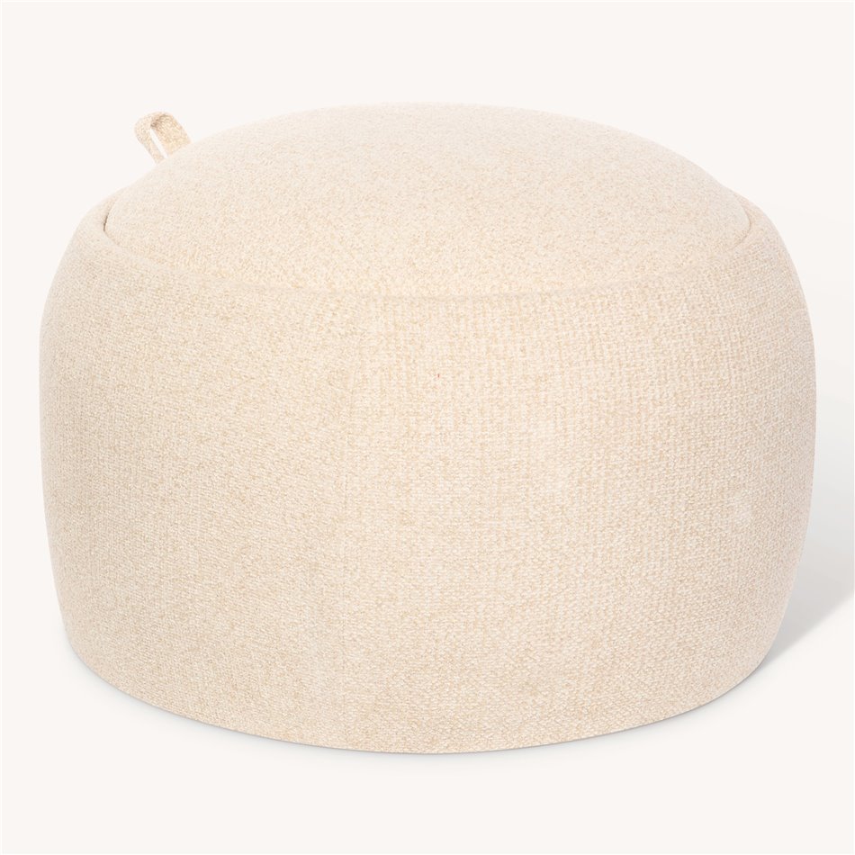 Pouf with storage ELIOR, cream, bouclé fabric, H40cm, D60cm