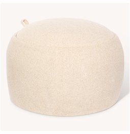 Pouf with storage ELIOR, cream, bouclé fabric, H40cm, D60cm