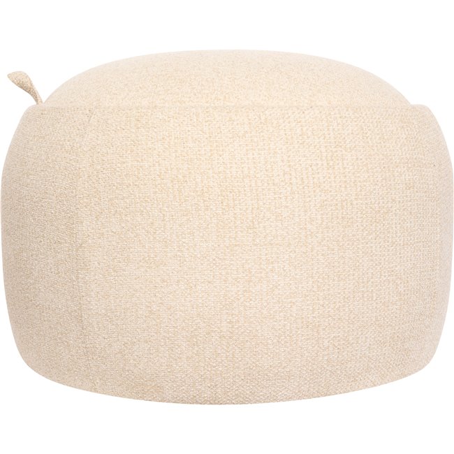 Pouf with storage ELIOR, cream, bouclé fabric, H40cm, D60cm