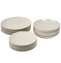 Набор посуды Onda Ivory rond, на 6 персон, 18 шт., цвет слоновой кости, D26cm/D21cm/D20cm