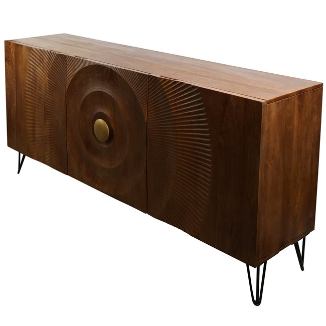 Puhvetkapp Bailey 3D brown, mangopuit/MDF/metall, H75x38x160cm