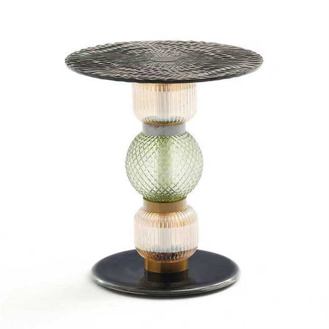 Side table Warstein, tempered glass/metal, D45cm H51cm