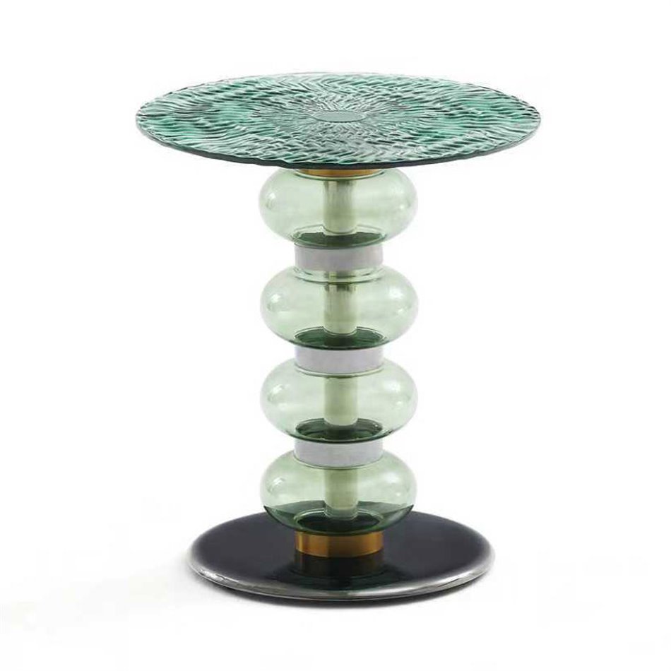 Side table Warta, tempered glass/metal, D45cm H50cm