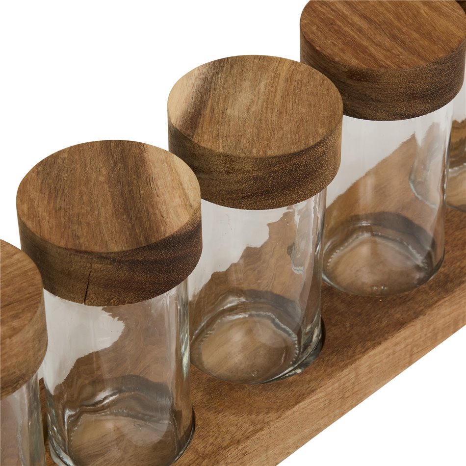 Vürtspurgid 6 tk alusega, akaatsiapuit/klaas, H11x34.5x6.5cm