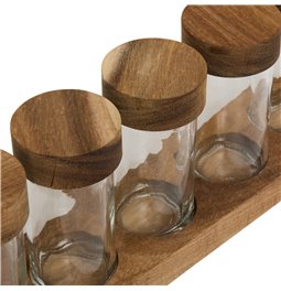 Vürtspurgid 6 tk alusega, akaatsiapuit/klaas, H11x34.5x6.5cm