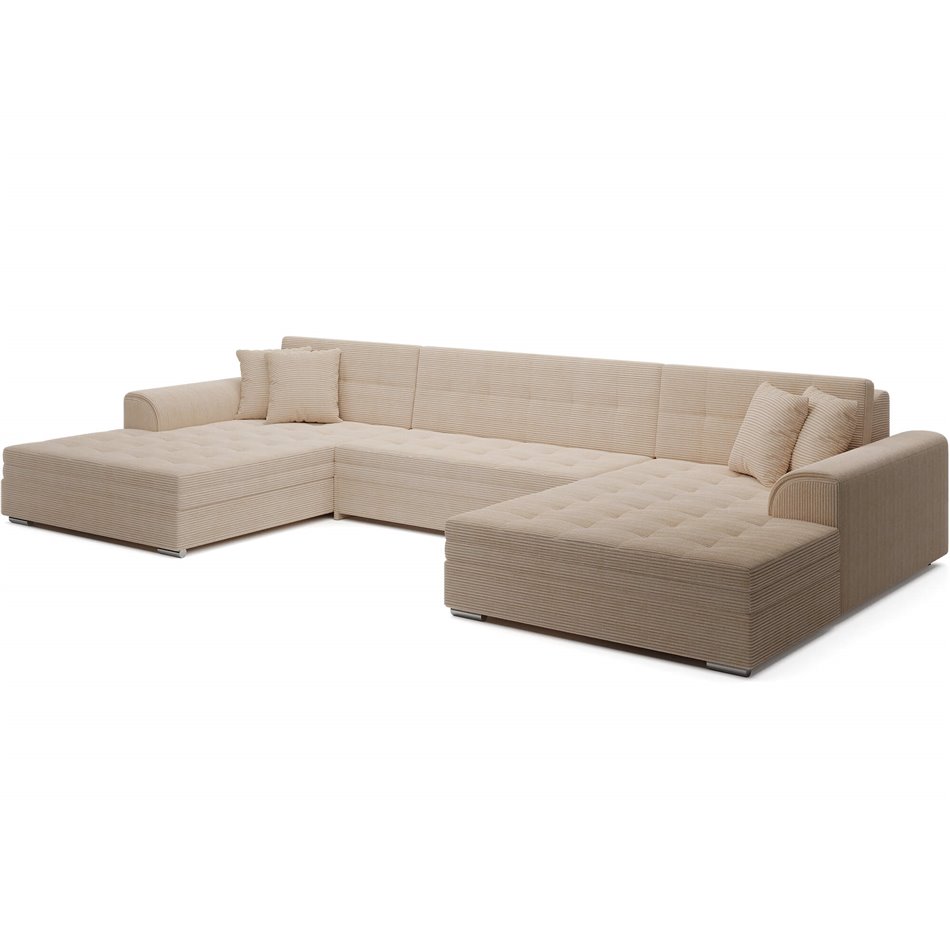 U-shaped sofa Evento Symmetrical, sleeping function, Jarell 18, corduroy, beige, H78x359x165cm