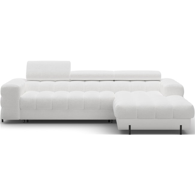 Угловой диван Elferlo R, раздвижной, Royal 01, букле, белый, H93x285x181cm