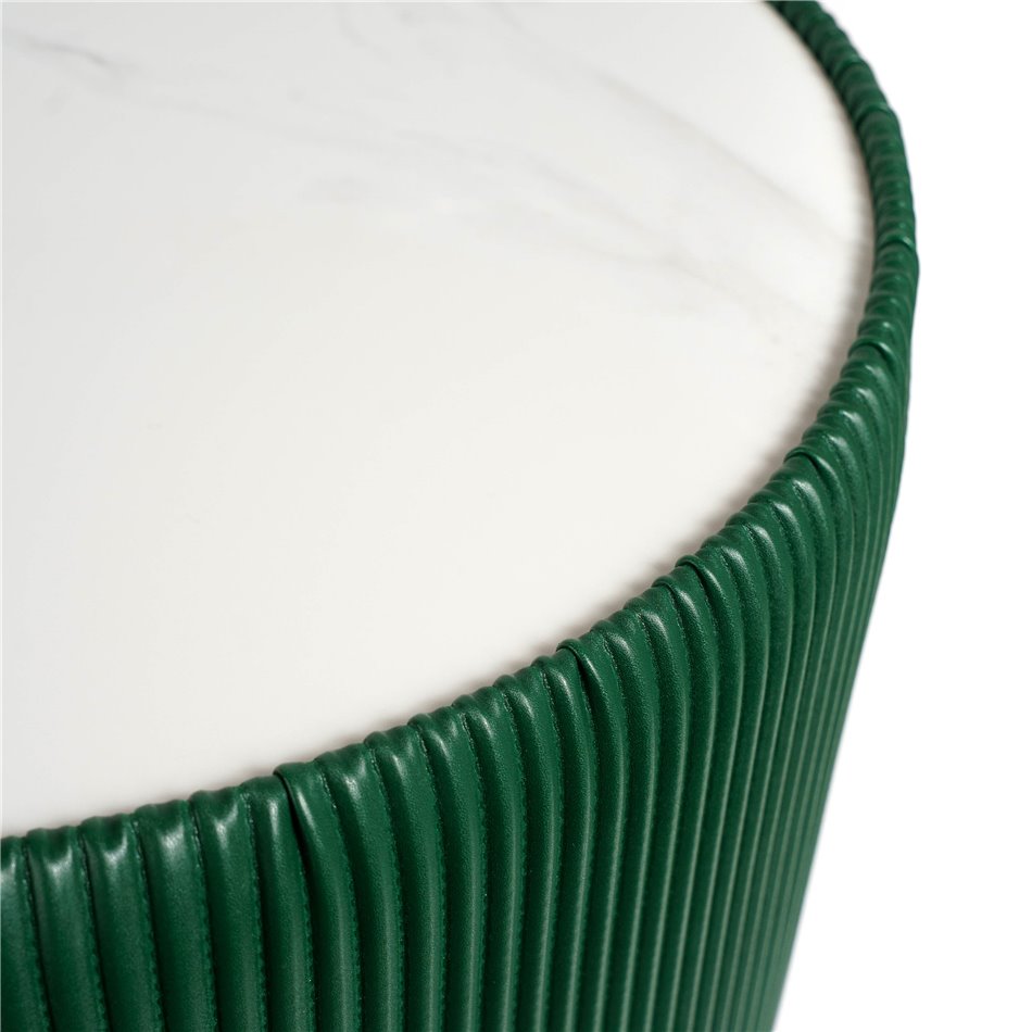 Side table Jello Green, sintered stone/iron/eco leather, D50cm H50cm