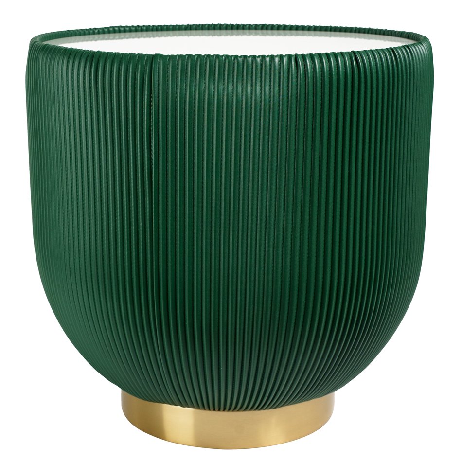 Side table Jello Green, sintered stone/iron/eco leather, D50cm H50cm