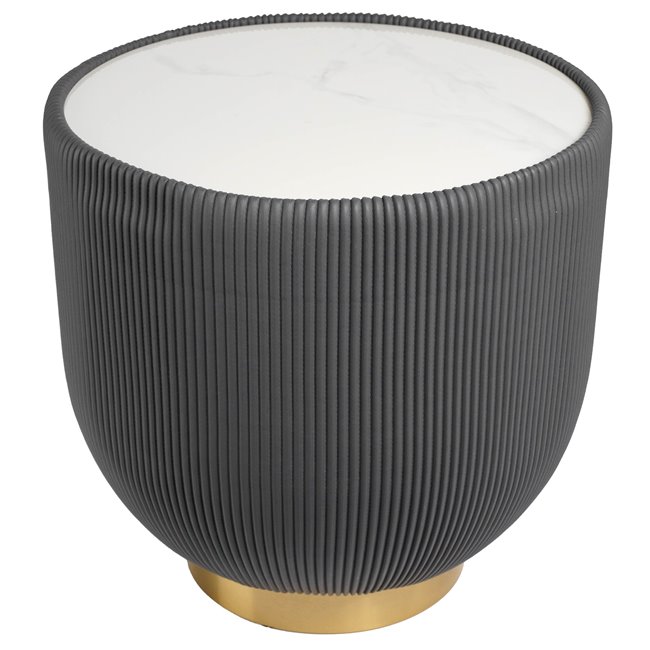 Приставной столик Jello Grey, спеченный камень/металл/экокожа, D50cm H50cm