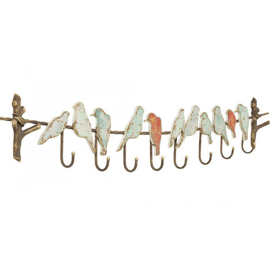 Coat rack with 8 hooks Bird Party, metal, 19x102x6cm 