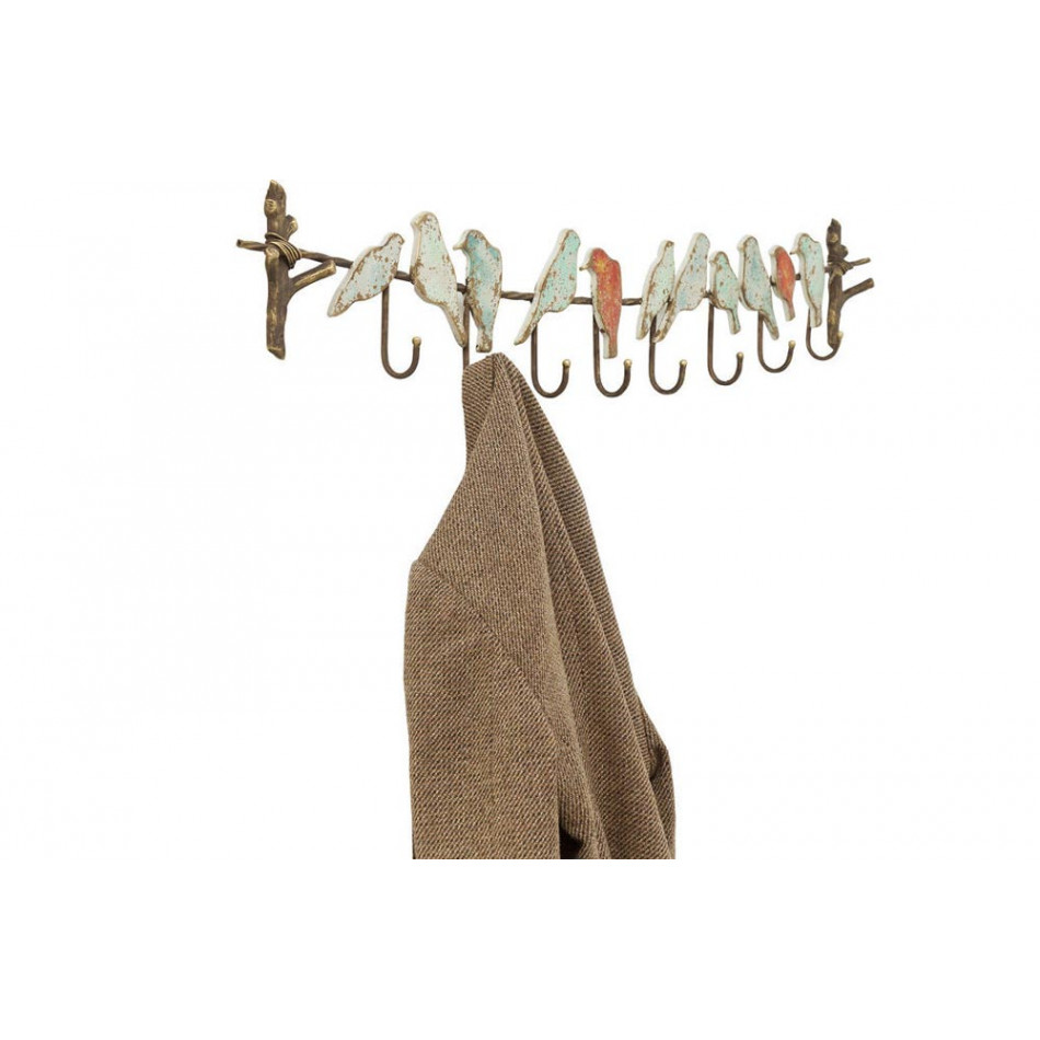 Coat rack with 8 hooks Bird Party, metal, 19x102x6cm 