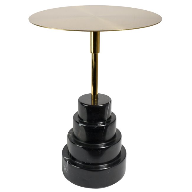 Külglaud Jarrow, must/kuldne, marmor/metall, D40cm H55cm