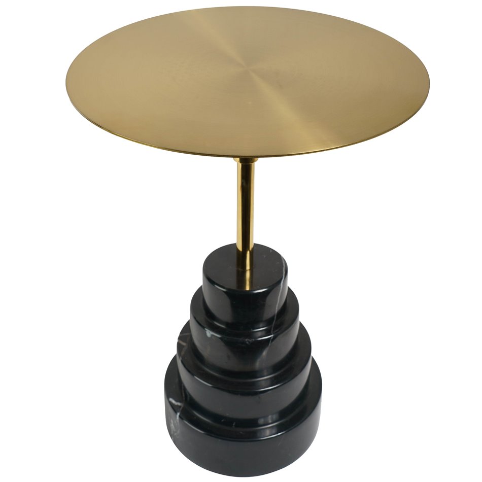 Külglaud Jarrow, must/kuldne, marmor/metall, D40cm H55cm