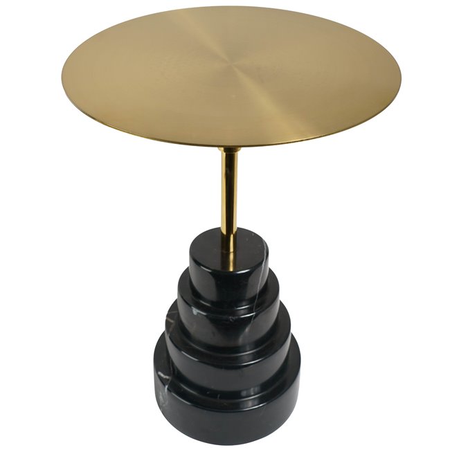 Külglaud Jarrow, must/kuldne, marmor/metall, D40cm H55cm