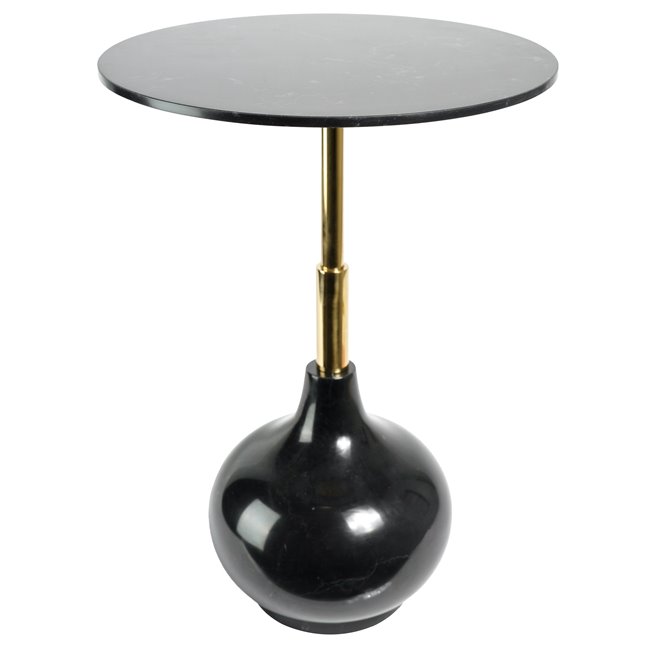Приставной столик Jenne, черный/золотой цвет, мрамор/нержавеющая сталь, D40cm H55cm