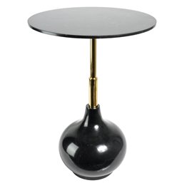 Приставной столик Jenne, черный/золотой цвет, мрамор/нержавеющая сталь, D40cm H55cm