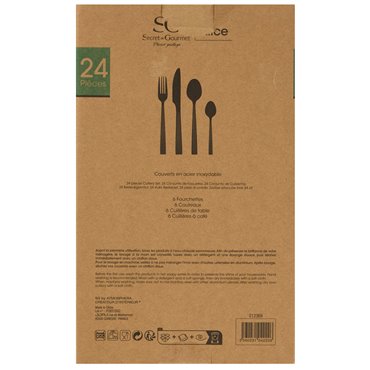 Söögiriistade komplekt 6 inimesele ALICE, 24 tk., hõbedane värv, H27x17x6.5cm