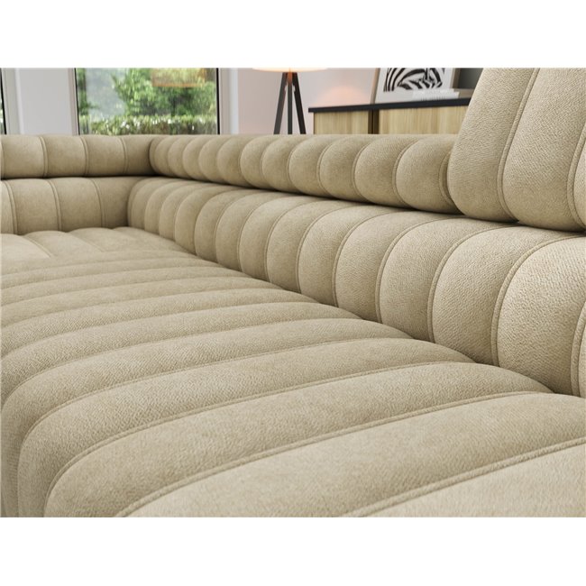 Угловой диван Elkanedo L, раздвижной, Aura 18, бархат, бежевый, H86x269x204cm