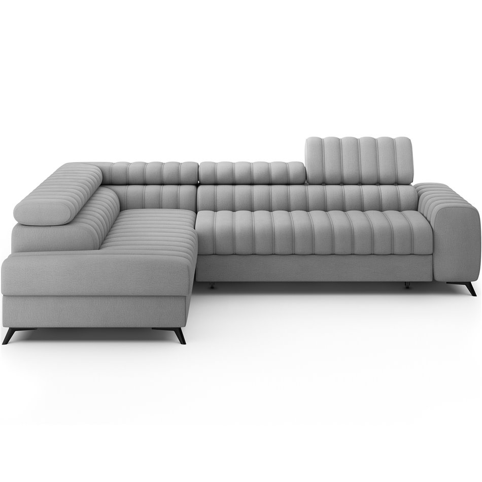 Corner sofa Elkanedo L, sleeping function, Nube 03, velvet, grey, H86x269x204cm