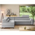 Corner sofa Elkanedo L, sleeping function, Nube 03, velvet, grey, H86x269x204cm
