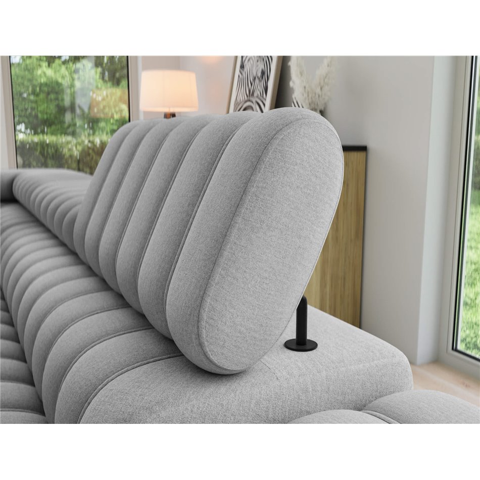 Corner sofa Elkanedo L, sleeping function, Nube 03, velvet, grey, H86x269x204cm