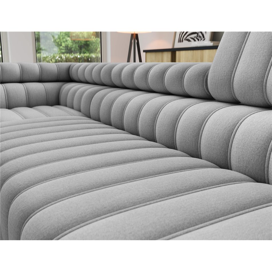 Corner sofa Elkanedo L, sleeping function, Nube 03, velvet, grey, H86x269x204cm