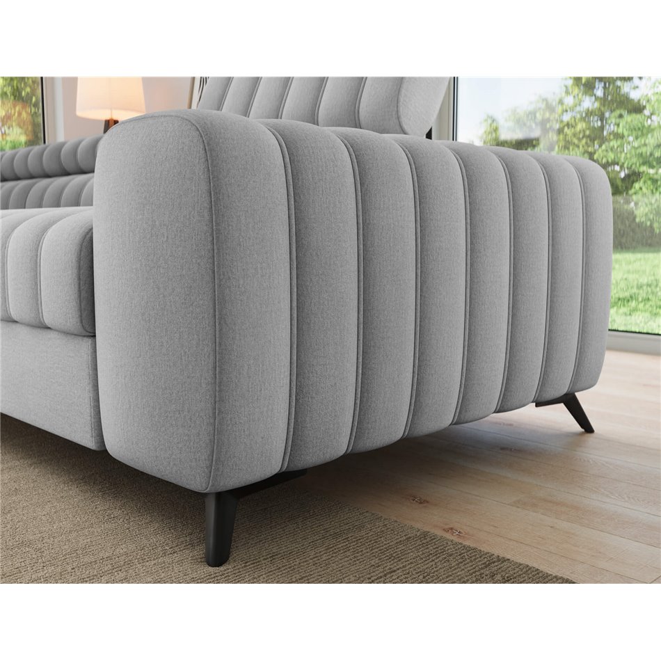 Corner sofa Elkanedo L, sleeping function, Nube 03, velvet, grey, H86x269x204cm