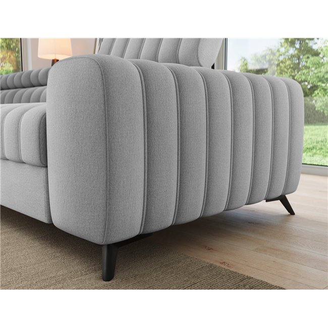 Corner sofa Elkanedo L, sleeping function, Nube 03, velvet, grey, H86x269x204cm
