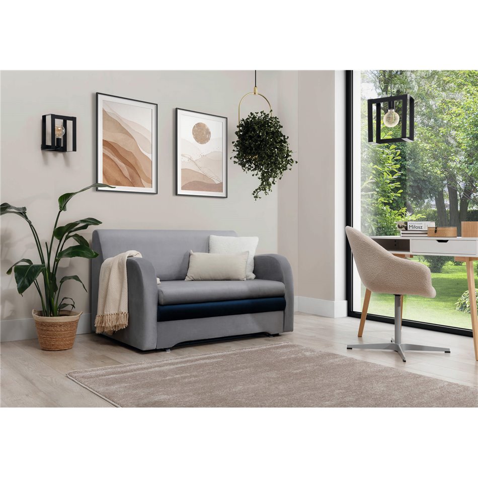 Sofa bed Elario, sleeping function, Nube 03, Nube 40, velvet, grey, H85x130x103cm