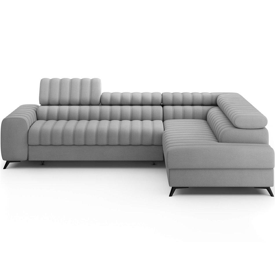 Corner sofa Elkanedo R, sleeping function, Nube 03, velvet, grey, H86x269x204cm